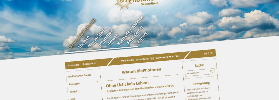 Biophotonen Gesundheit: Neuer aufwändig gestalteter Shop