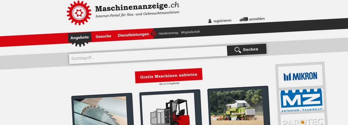 Neuer Webshop: Maschinenanzeige – Web-Plattform für Maschinen